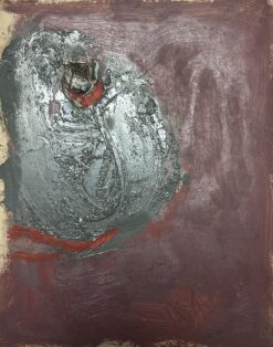 1900-1999 German Modernist Oil Painting Dark Grey and Red Abstract