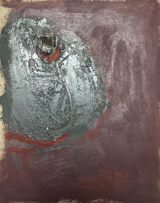 1900-1999 German Modernist Oil Painting Dark Grey and Red Abstract