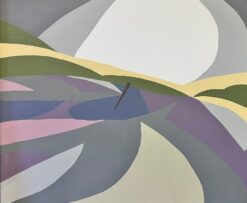1970's French Abstract Painting Grey Purple Swirling Shapes & Patterns Large oil