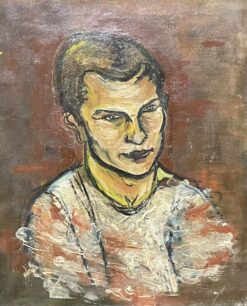 LARGE1970'S FRENCH MODERNIST OIL - PORTRAIT OF A YOUNG MAN