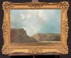 1970s BRITISH IMPRESSIONIST SIGNED OIL PAINTING - WINDSWEPT BEACH SCENE & CLIFFS
