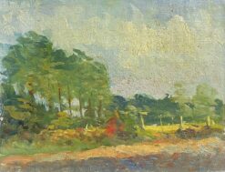 MAURICE MAZEILIE FRENCH IMPRESSIONIST OIL - GOLDEN LIGHT WOODLAND FIELD