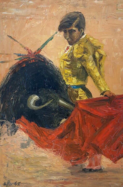 FERNAND AUDET (1923-2016) FRENCH IMPRESSIONIST OIL - THE MATADOR & BULL FIGHT