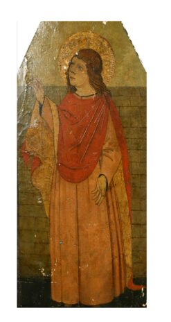 1800-1899 CONTINENTAL SCHOOL OIL PAINTING WOOD PANEL STUDY OF A SAINT