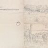 Mid Century French Pencil Drawings of Various Landscapes