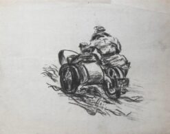 Vintage Motorcycle with Sidecar Pencil Drawing