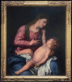 Huge Victorian English Old Master Oil Painting Madonna & Christ Child after Dyck