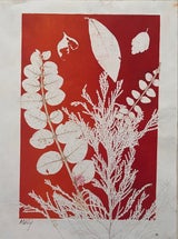 Autumnal Color Acrylic Painting Contemporary British Botanical Silhouettes