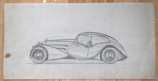 Bugatti Type 57S Atalante Concept Pencil Illustration - Image 2