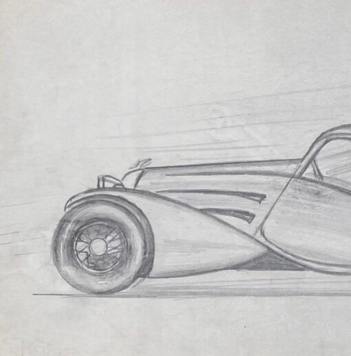 Bugatti Type 57S Atalante Concept Pencil Illustration - Image 3