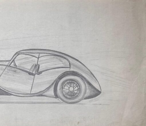 Bugatti Type 57S Atalante Concept Pencil Illustration - Image 4
