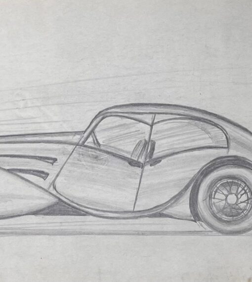Bugatti Type 57S Atalante Concept Pencil Illustration - Image 5
