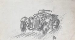 1935 Auburn 851 SC Boattail Speedster Concept Pencil Illustration