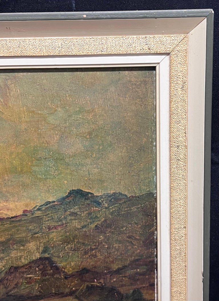 Mountainous Landscape Loch Maree Scotland with Boats Serene Antique Oil Painting - Image 4