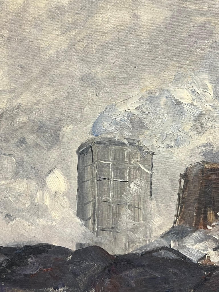 Industrial Landscape with Smokestacks and Cooling Towers Under a Cloudy Sky - Image 5