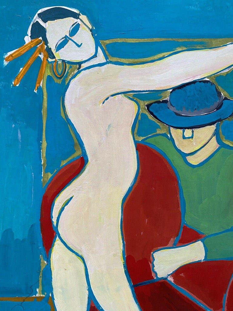 Jean Marc The Model Seated Figure Nude Modernist Gouache Painting - Image 2