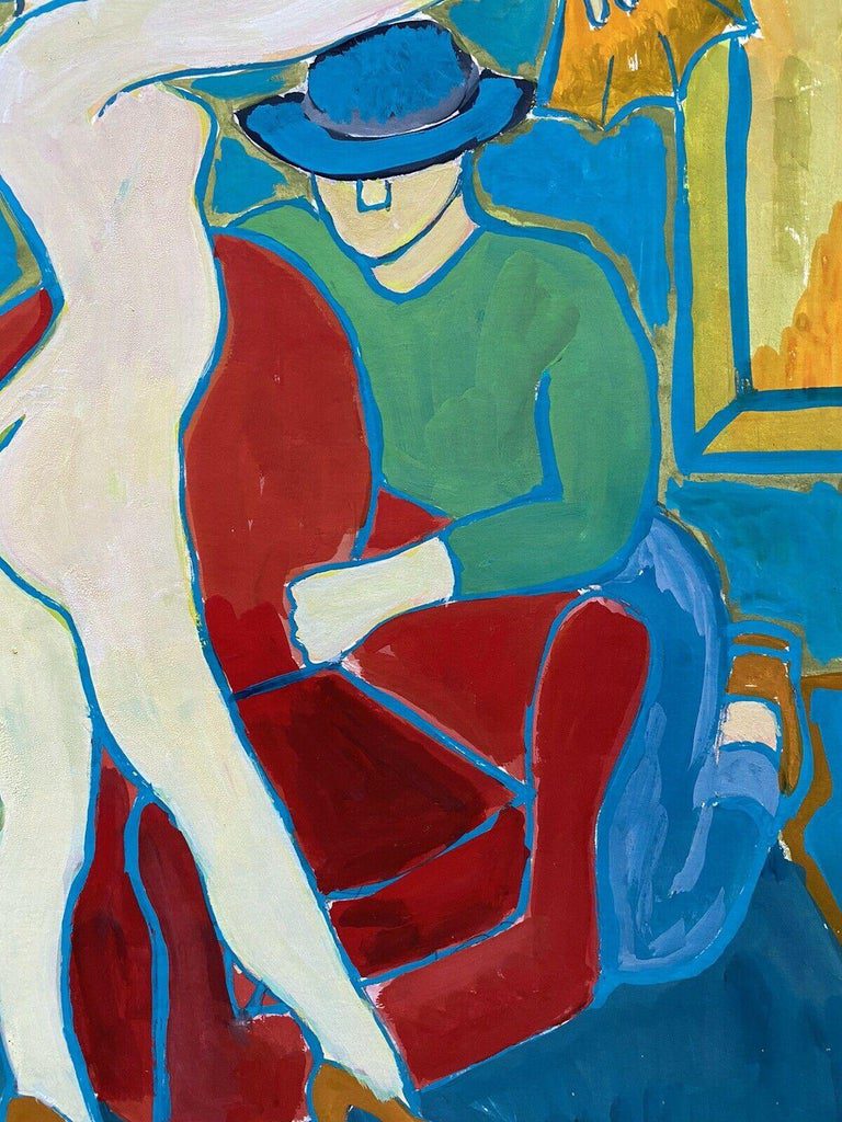 Jean Marc The Model Seated Figure Nude Modernist Gouache Painting - Image 3