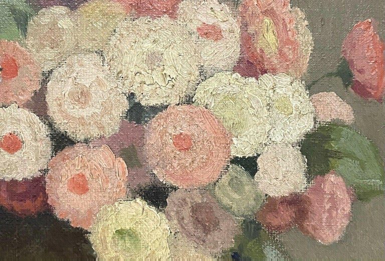 Jules Roblin Still Life Flowers Pastel French Mid Century Oil Painting - Image 2