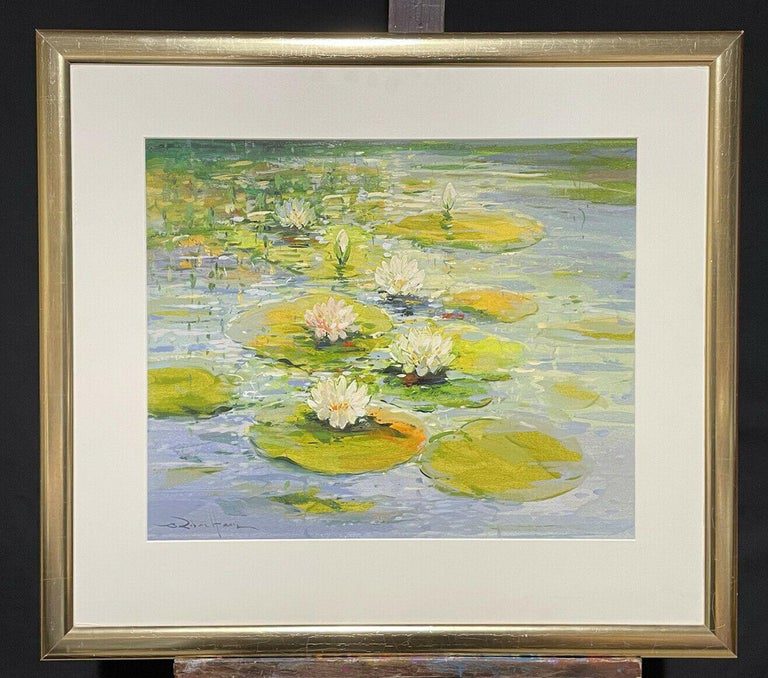 Waterlily Pond Impressionist Floral Landscape Acrylic Rob de Haan - Image 2