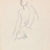 Mid Century French Pencil Study of a Seated Female Nude