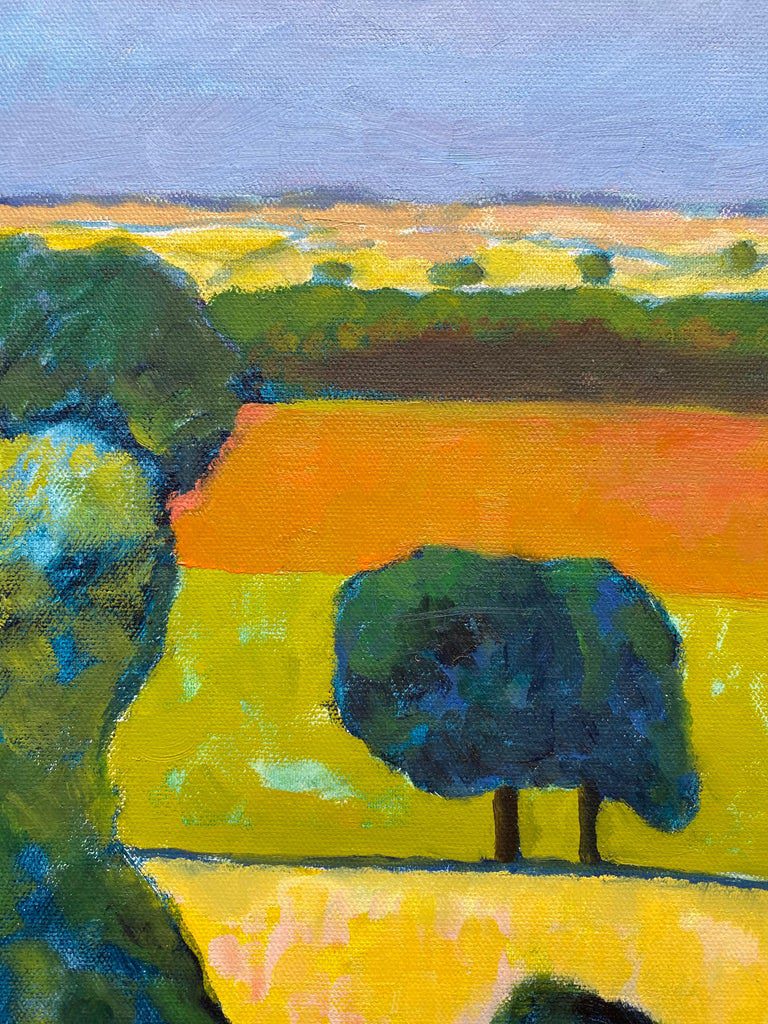 Golden Fields Abstract British Landscape Acrylic Painting - Image 3