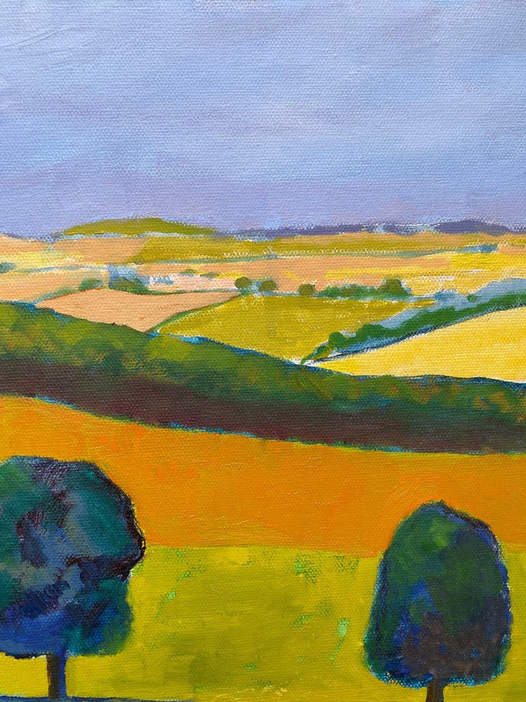 Golden Fields Abstract British Landscape Acrylic Painting - Image 4