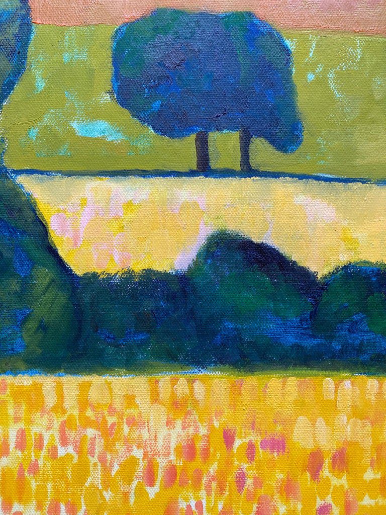 Golden Fields Abstract British Landscape Acrylic Painting - Image 6