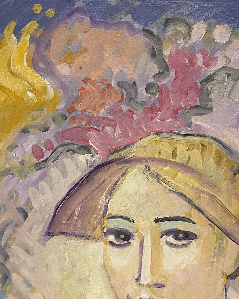 Robert Bouille French Modernist Portrait of a Country Lady Oil Painting - Image 2