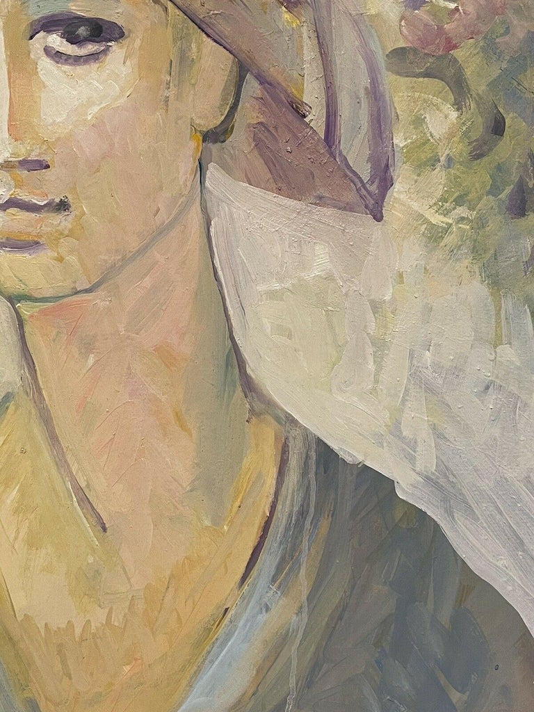 Robert Bouille French Modernist Portrait of a Country Lady Oil Painting - Image 3