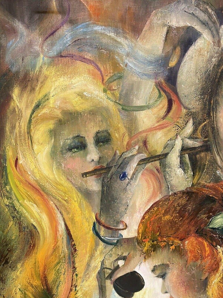 Francine Braniard Large French Surrealist Fantasy Figures Oil Painting - Image 3