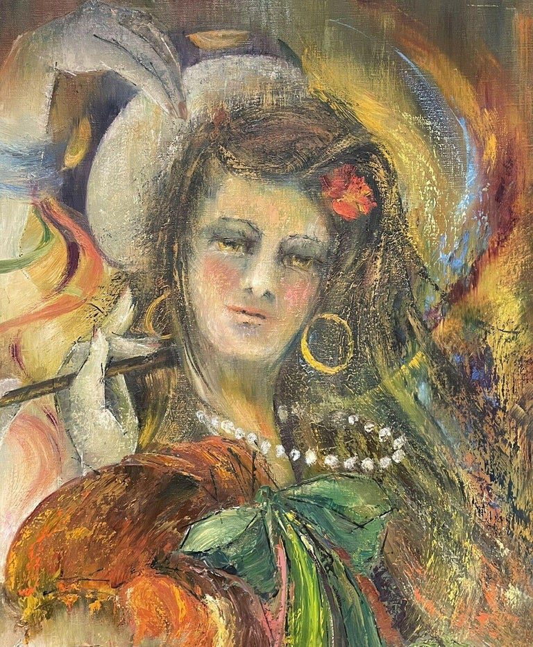 Francine Braniard Large French Surrealist Fantasy Figures Oil Painting - Image 4