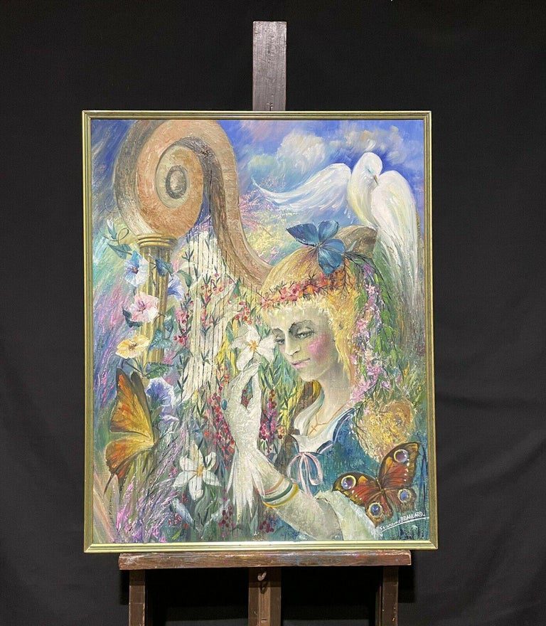 Francine Braniard Signed French Surrealist Female Figure Oil Painting - Image 2