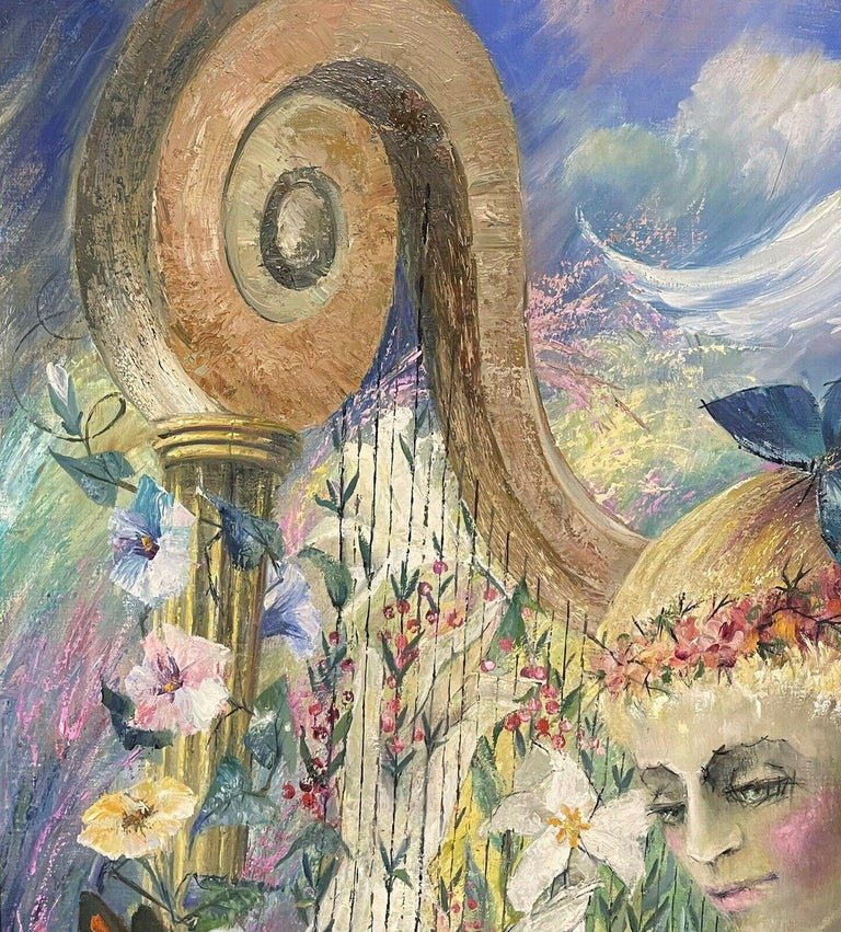 Francine Braniard Signed French Surrealist Female Figure Oil Painting - Image 5