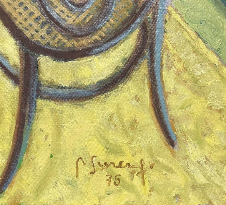 Robert Surcouf Signed 1975 French Modernist Interior Scene Oil Painting - Image 6