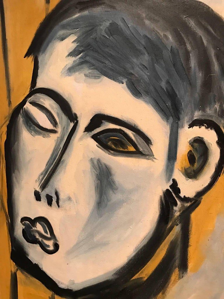 Peter Howard 1960s British Abstract Portrait Young Man Oil Painting Signed - Image 3