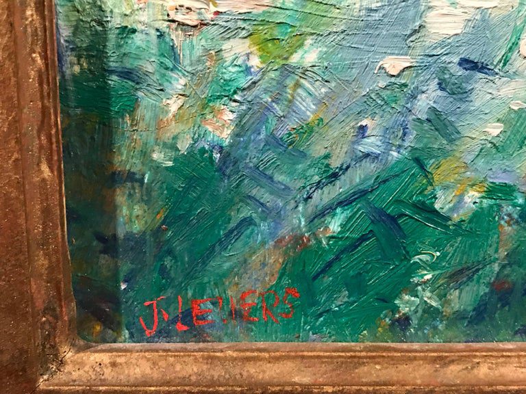 Jeanette Leuers French Impressionist Girl River Sailboat Oil Painting - Image 4
