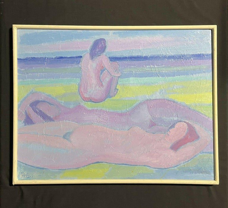 Francisco Picon Signed Symbolist Beach Nudes Oil Painting Sur la Plage - Image 2