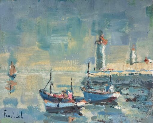 Fishing Boats Moored Beside a Pier and Lighthouses Île d'Oléron Island