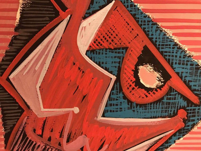 Roger Herson French Cubist Abstract Picasso Influence Oil Painting Signed - Image 3