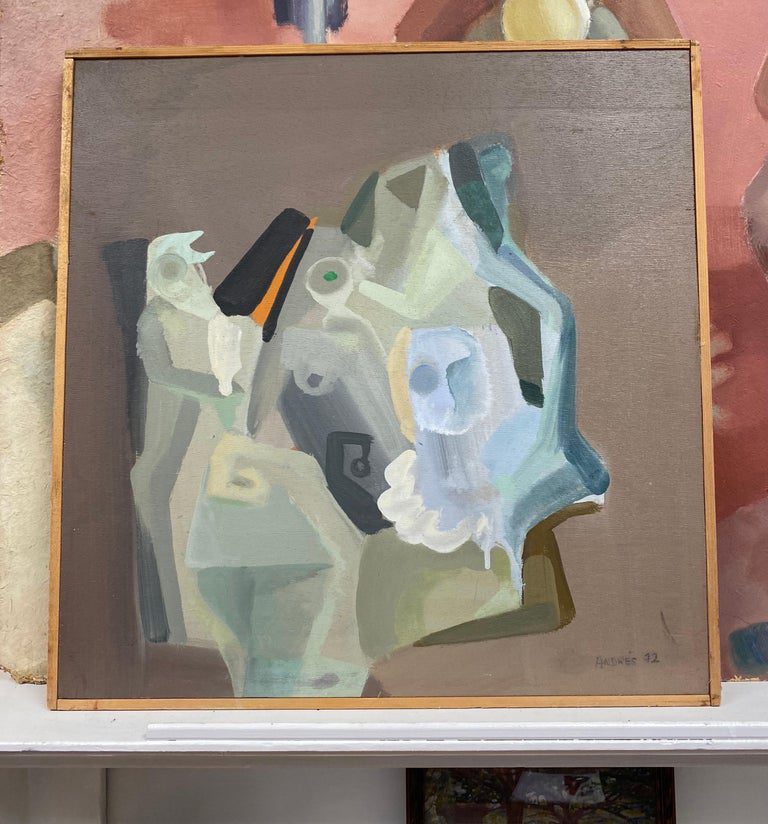 Andres 1972 French Surrealist Abstract Figurative Blue Oil Painting - Image 2