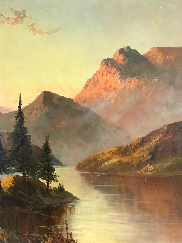 F E Jamieson Scottish Highland Loch Tay Sunset Oil Painting Kenmore - Image 3