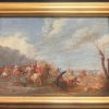 1700 - 1799 Flemish Old Master Oil on Panel Cavalry Skirmish Soldiers & Horses