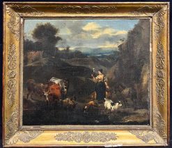 Large 1700 - 1799 Dutch Old Master Oil Painting Figures Animals Landscape
