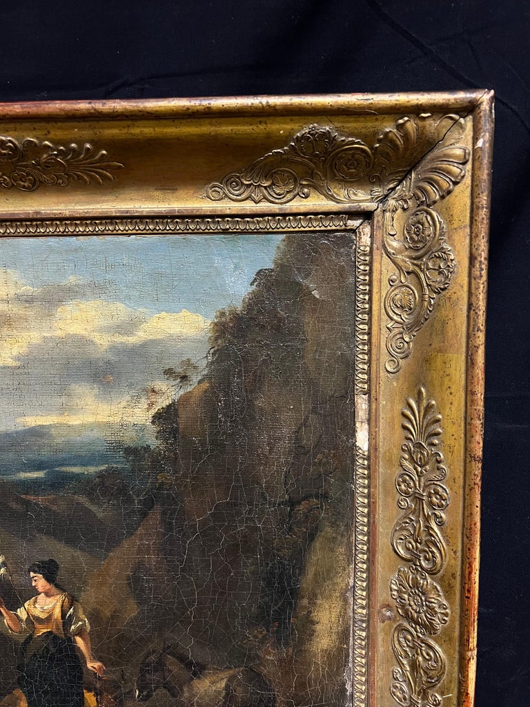Large 1700 - 1799 Dutch Old Master Oil Painting Figures Animals Landscape - Image 9