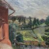 Mid Century French Impressionist Oil, Country House in Windswept Landscape