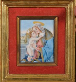 1800-1899 Italian Miniature Painting The Madonna & Child, Signed original