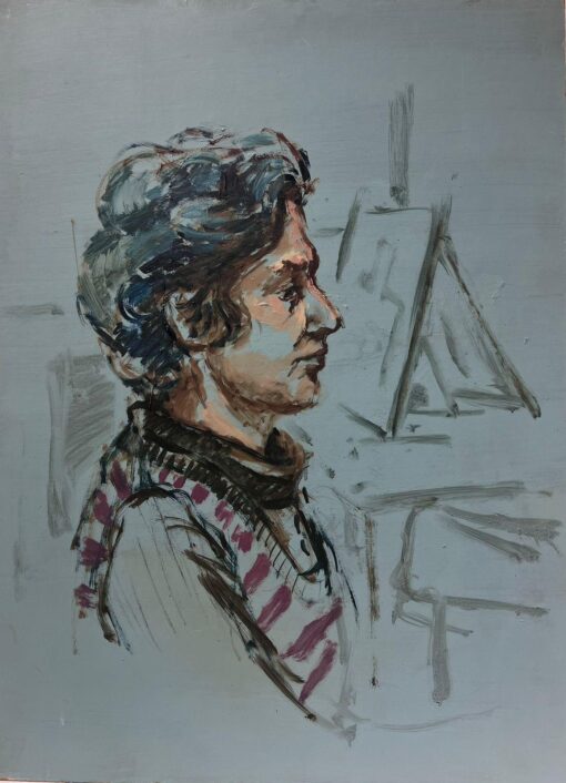 Side Profile Portrait of Lady in Art Studio 1900-1999 British Oil Painting