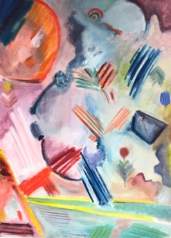 Large 1900-1999 French Abstract Painting, Bright Colors & Vivid Shapes