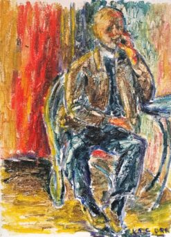 Gentleman on the Phone, Surrealist Impressionist Portrait, Signed