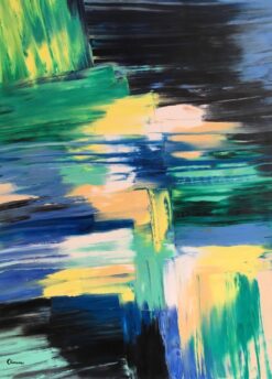 “Mint Lemon Tastes” Large French Abstract  Painting